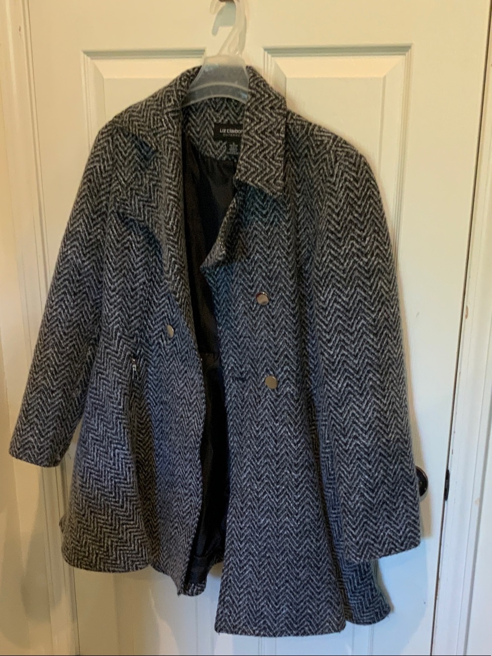 Liz Claiborne Gray Herringbone Peacoat